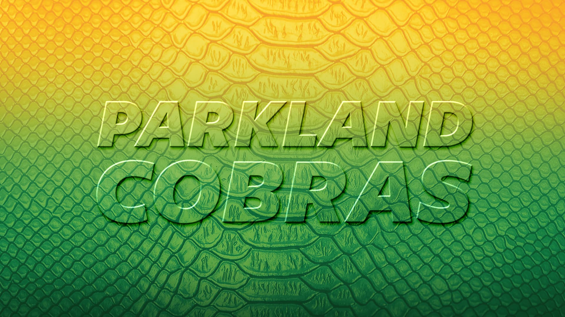 text parkland cobras on yellow and green snakeskin